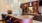 a kitchen with a bar and a table
