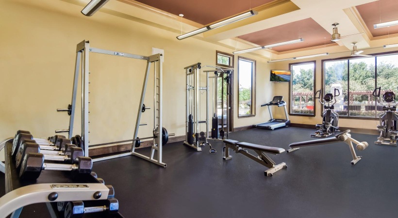 a gym with exercise equipment